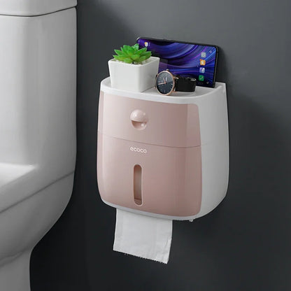 Plastic Waterproof Double Layer Paper Dispenser Portable Toilet Roll Paper Holder for Toilet Storage Box Bathroom Accessories
