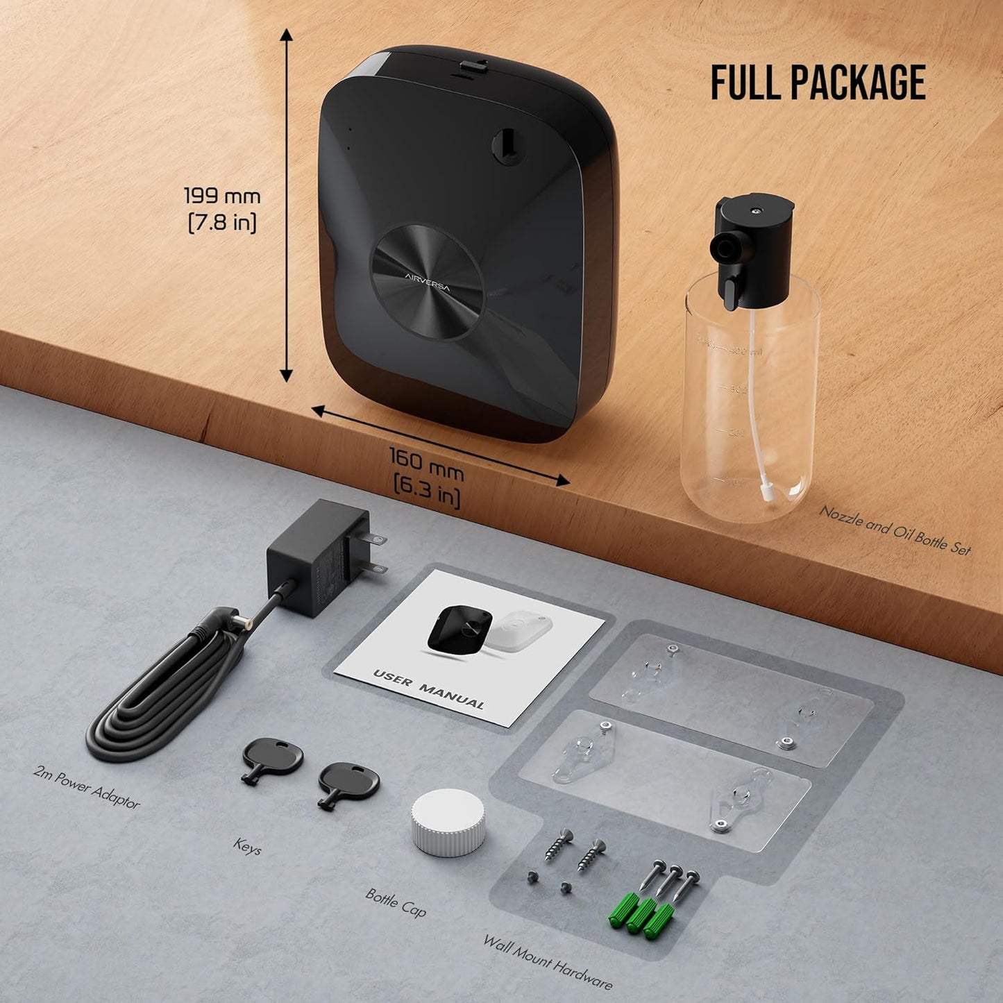 Smart Waterless Essential Oil Diffuser Scent Air Machine with 12A1V Power Adapter for Large Rooms Spaces Home and Commercial Use, up to 2000 Sq Ft 400 Ml Capacity Scent Diffuser, Black ANA