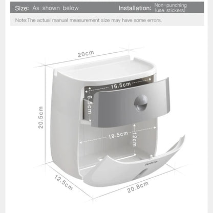 Plastic Waterproof Double Layer Paper Dispenser Portable Toilet Roll Paper Holder for Toilet Storage Box Bathroom Accessories