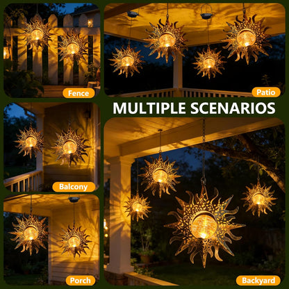 Solar Lights Outdoor Garden Decor Hanging Lanterns Decoration Metal Sunflower Gifts Waterproof for Yard Clearance Front Porch Lawn Driveway Patio Backyard Pathway Gardening Gift