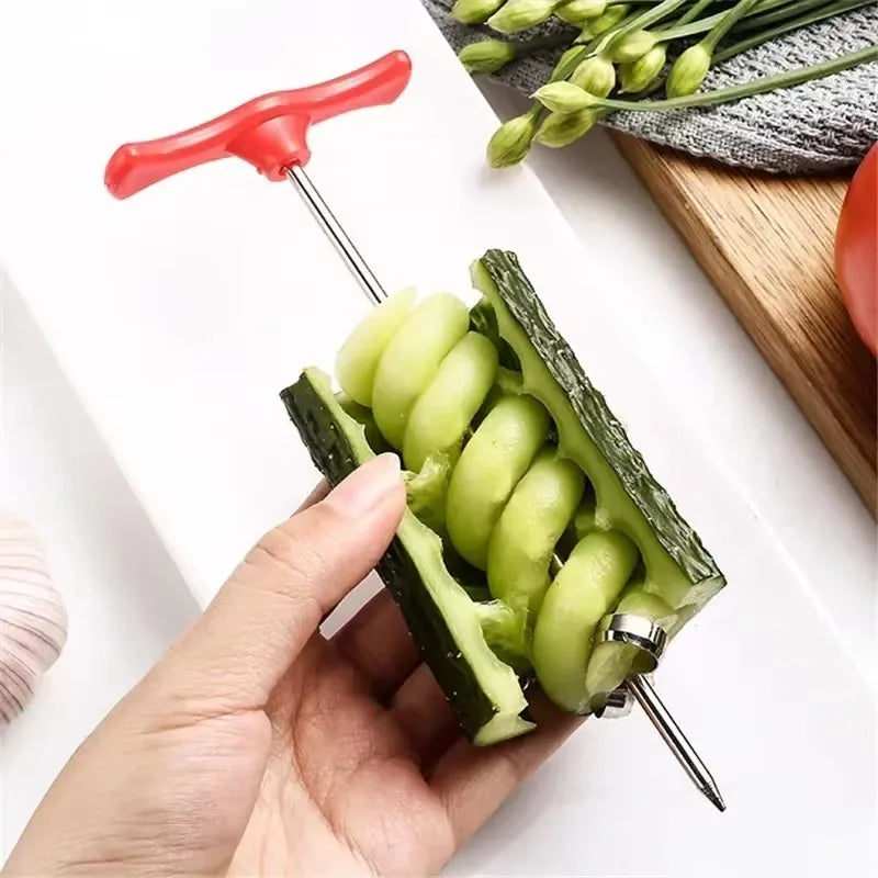 Stainless Steel Vegetable Spiral Knife Potato Carrot Cucumber Spiral Cutting Knife Fruit Vegetable Dish Decoration Cutting Knife