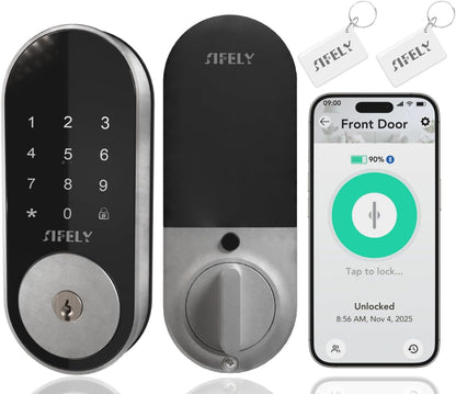 Keyless Entry Smart Deadbolt with Keypad – App Control & Auto-Lock for Home, Airbnb & Rental, 150+ Codes, Easy DIY Install (No Fingerprint), Alexa & Google Compatible