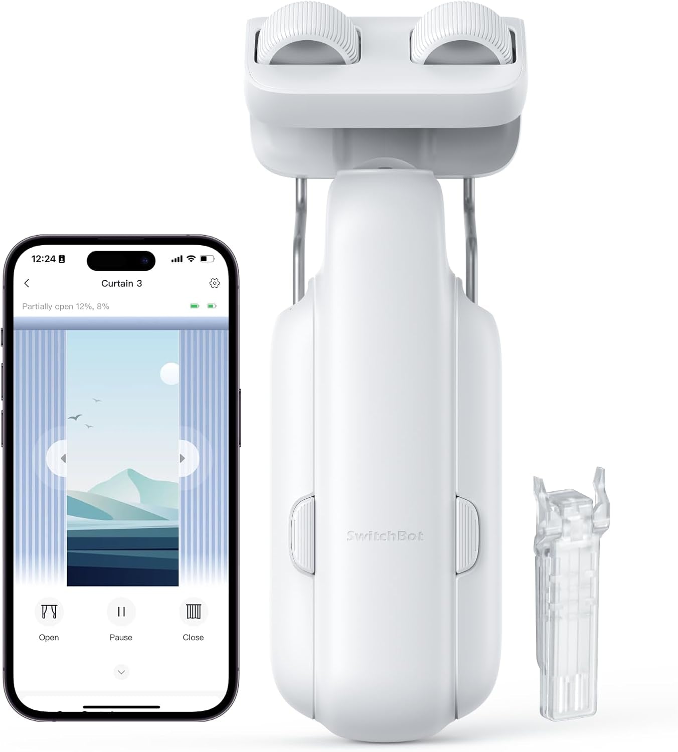 Automatic Curtain Opener - Bluetooth Remote Control Smart Curtain with App/Timer, Upgraded High-Performance Motor, Add  Hub to Work with Alexa, Google Home, Homekit