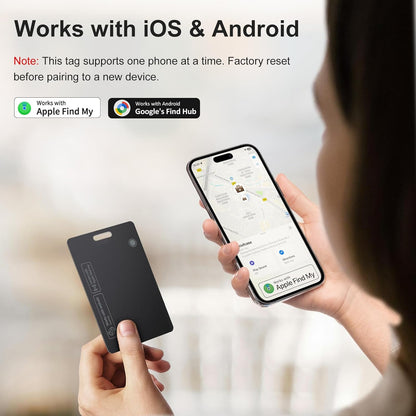 Rechargeable Wallet Tracker Card for Apple Find My & Android, IP67 Waterproof Bluetooth Smart Tracker, Item Locator for Wallet Keys Luggage Backpack, 2 Pack