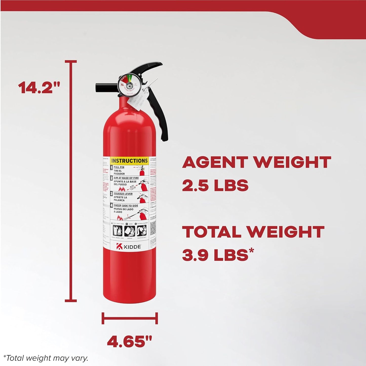 , FA110G, Multi Purpose Fire Extinguisher for Home, Office, Dorm, Residential, 1A10BC