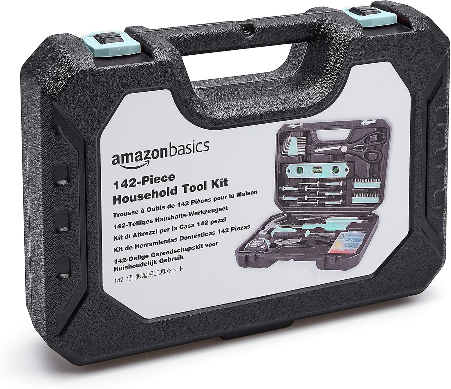 142-Piece Household Tool Kit for Home Repair, Hand Tools with Storage Case, 13.39 X 9.25 X 2.95 Inch, Turquoise