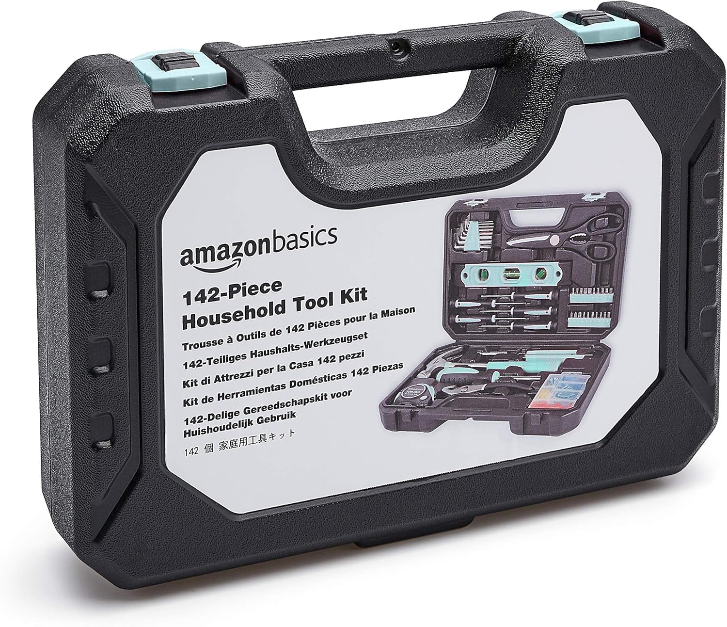 142-Piece Household Tool Kit for Home Repair, Hand Tools with Storage Case, 13.39 X 9.25 X 2.95 Inch, Turquoise