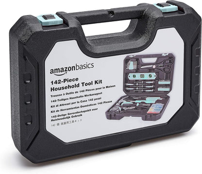 142-Piece Household Tool Kit for Home Repair, Hand Tools with Storage Case, 13.39 X 9.25 X 2.95 Inch, Turquoise