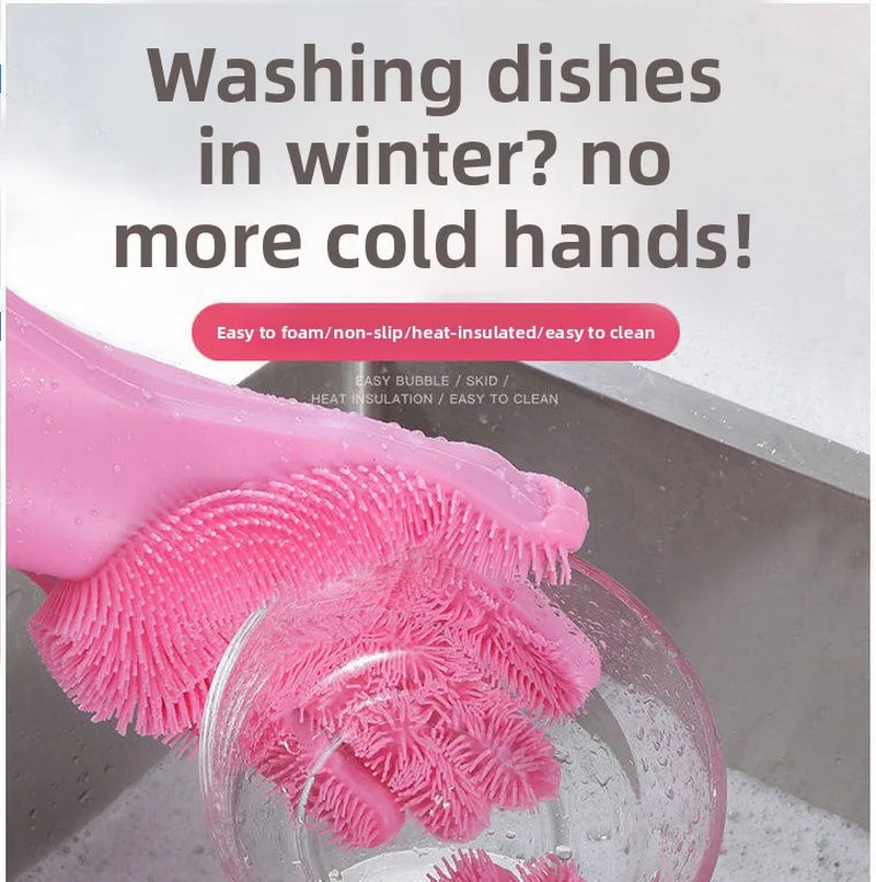 Silicone Dishwashing Gloves, Magic Gloves, Durable, Wear-Resistant, Waterproof Rubber Gloves for Special Use