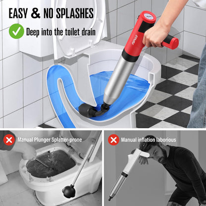 Electric Toilet Plunger High Pressure Drain Unclogger Plungers for Bathroom, Floors, Heavy Duty Versatile Home Toilet Unclogger Tool