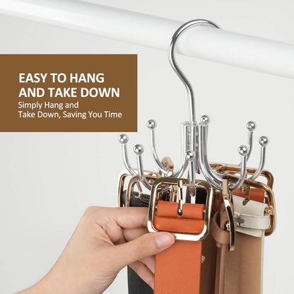 Belt Hanger, Belt Organizer for Closet, Keeping Belts Visible and in Good Condition, Hanging Tie Rack Holder, Closet Organizers and Storage, Silver