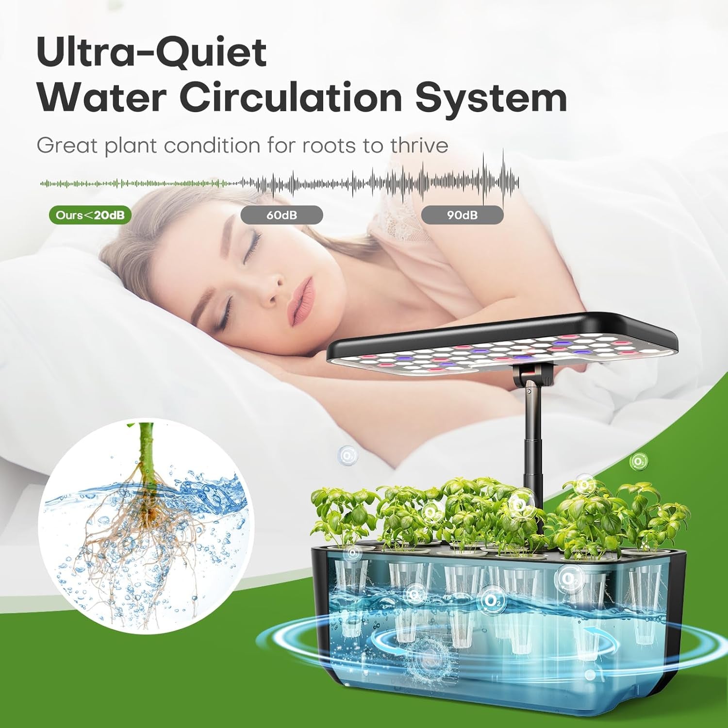 Indoor Garden Hydroponics Growing System: 10 Pods Plant Germination Kit Herb Vegetable Growth Lamp Countertop with LED Grow Light - Hydrophonic Planter Grower Harvest Lettuce