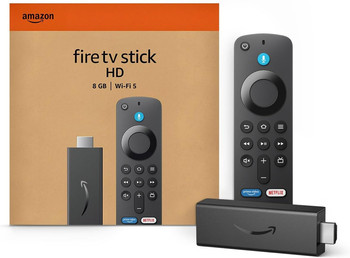 Fire TV Stick HD, Free and Live TV, Alexa Voice Remote, Smart Home Controls, HD Streaming