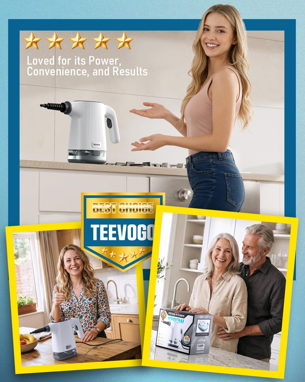 Handheld Steam Cleaner, 3S Fast Heat Pressurized Steam Cleaner, Upgrade 450Ml Removable Water Tank, Lightweight Portable Steamer for Cleaning Home, Kitchen, Bathroom, Car, Tile, Easy Refill