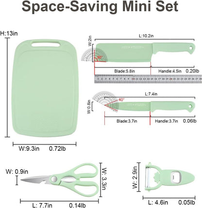 5 in 1 Mini Knife and Cutting Board Set, Small Cutting Board Camping Cutting Board Cutting Board Scissors, Smart Cutting Board and Knife Set, Dorm Kitchen Essentials Travel Knife Set (Wheaten)