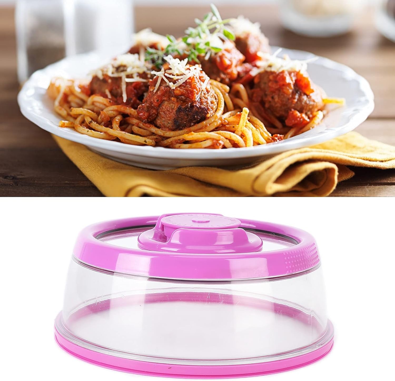 Universal Vacuum Air Tight Food Sealer Containers, round Vacuum Food Sealer Cover Vacuum Freshs Cover Tight Food Container Platter Lid for Kitchen (Purple)
