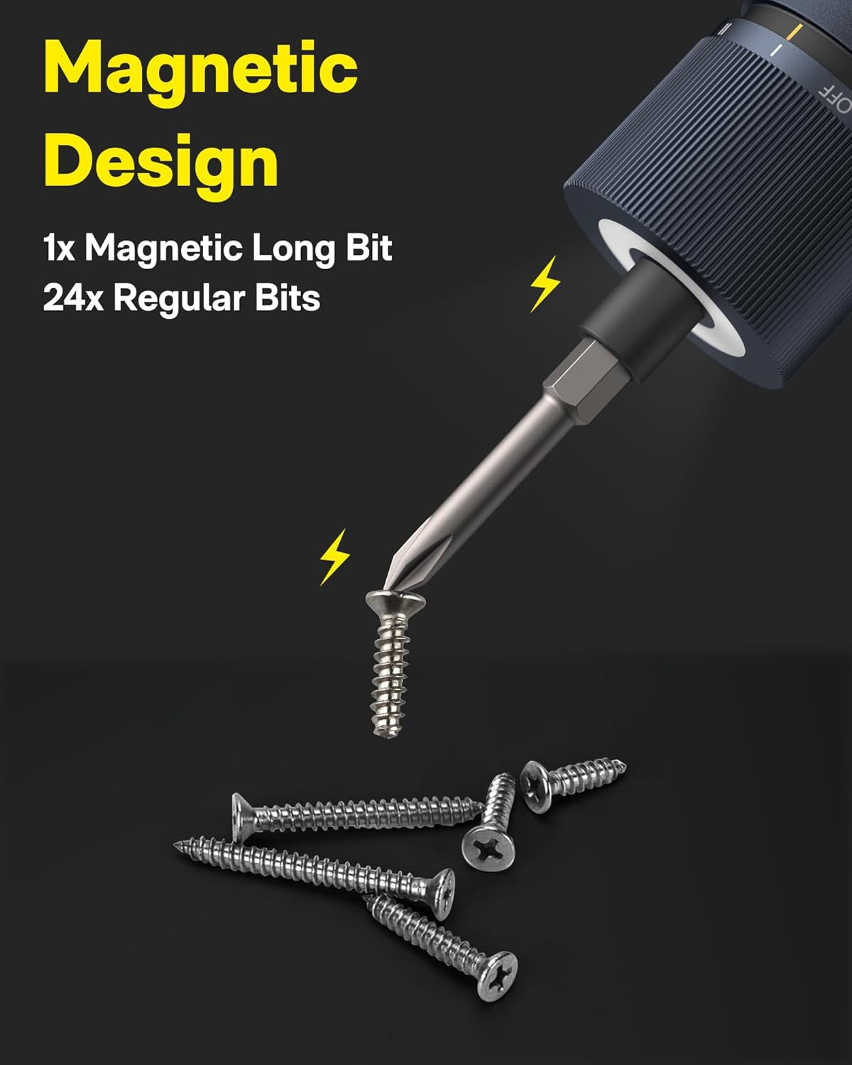 Electric Screwdriver Kit, Upgraded 1/4'' Hex 25 Bits, Magnetic Lid, Rechargeable Cordless Screwdriver, 1500Mah Battery, LED Light, Ideal for Furniture Assembly, Home Repair & Garage Projects