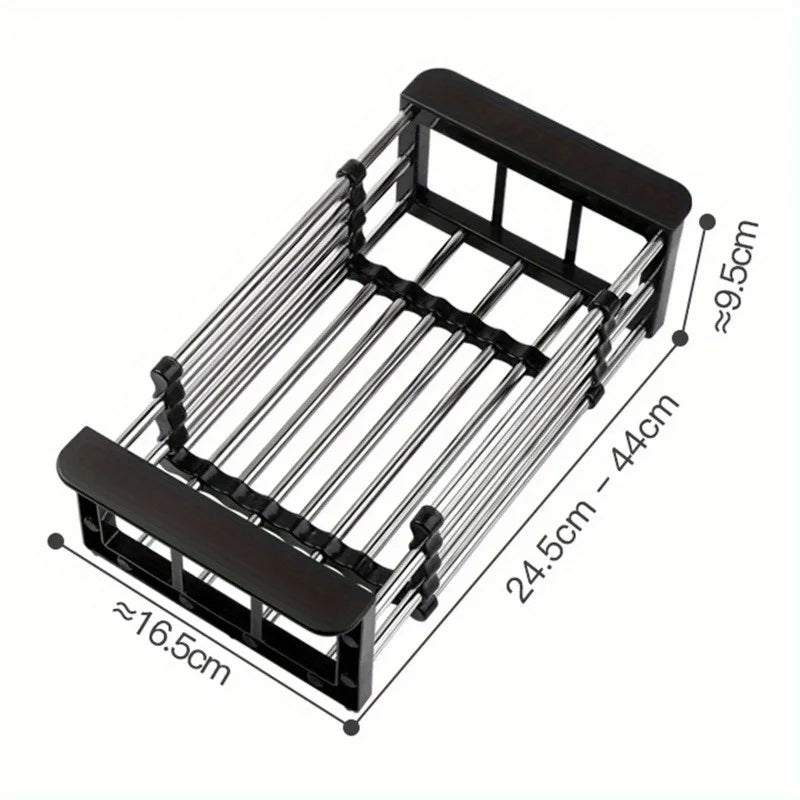 Retractable Drain Basket for Kitchen Sink Storage Basket for Washing Fruits and Vegetables Multifunctional Drain Rack