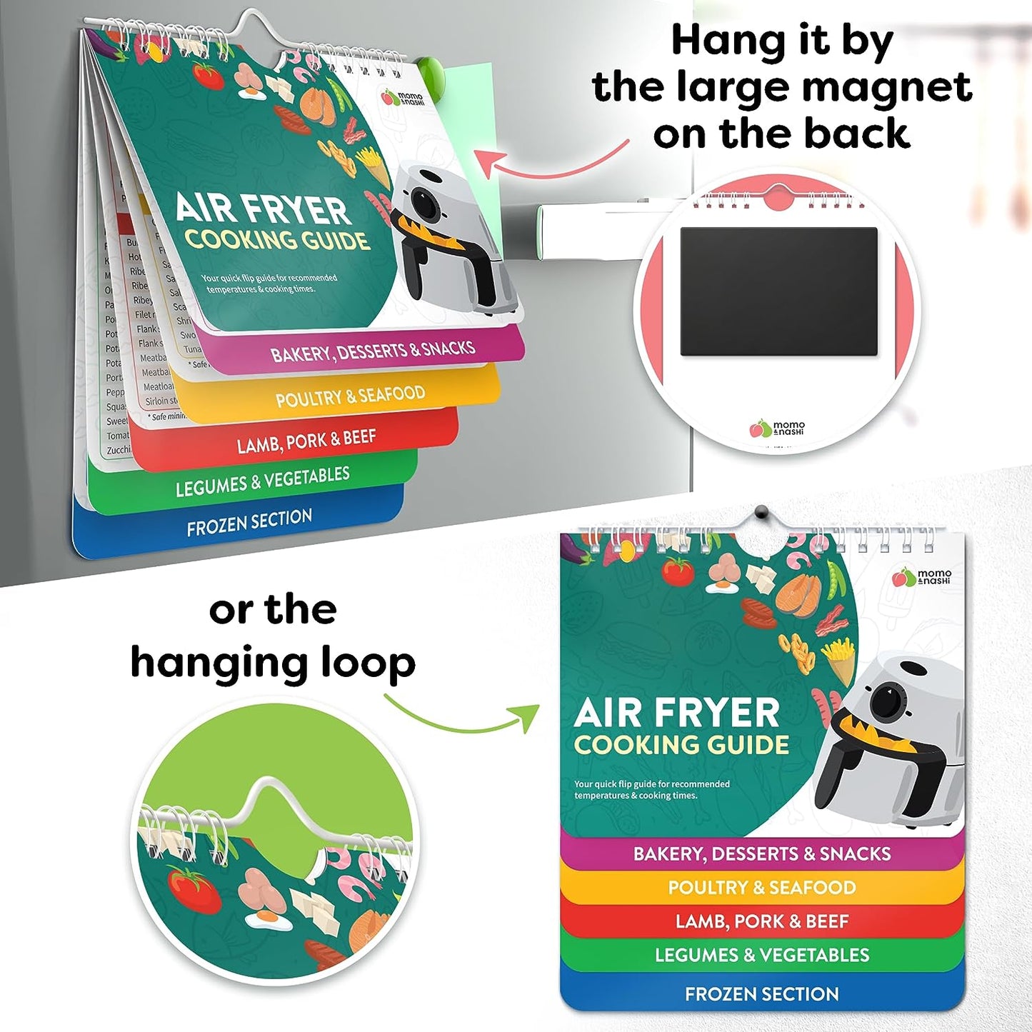 Air Fryer Cheat Sheet Magnets Cooking Guide Booklet - Air Fryer Cookbooks, Air Fryer Liners - Air Fryers Kitchen Gifts Gadgets 2026 - Air Fryer Accessories, Kitchen Gadgets Gifts for Mom Wife Grandma
