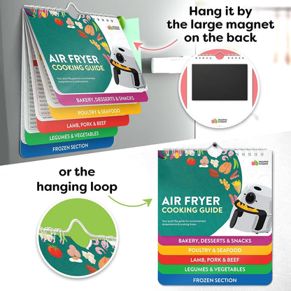Air Fryer Cheat Sheet Magnets Cooking Guide Booklet - Air Fryer Cookbooks, Air Fryer Liners - Air Fryers Kitchen Gifts Gadgets 2026 - Air Fryer Accessories, Kitchen Gadgets Gifts for Mom Wife Grandma