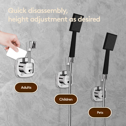 360° Swivel Shower Head Holder with Suction Cup | 10Kg Load Capacity, Tool-Free Installation in Seconds | Removable and Rust-Resistant Shower Bracket with Storage Hook (Silver)