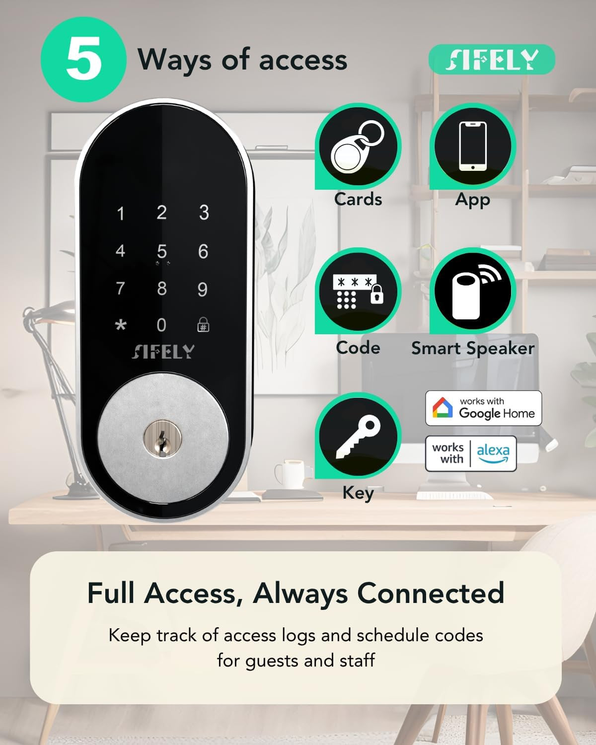 Keyless Entry Smart Deadbolt with Keypad – App Control & Auto-Lock for Home, Airbnb & Rental, 150+ Codes, Easy DIY Install (No Fingerprint), Alexa & Google Compatible