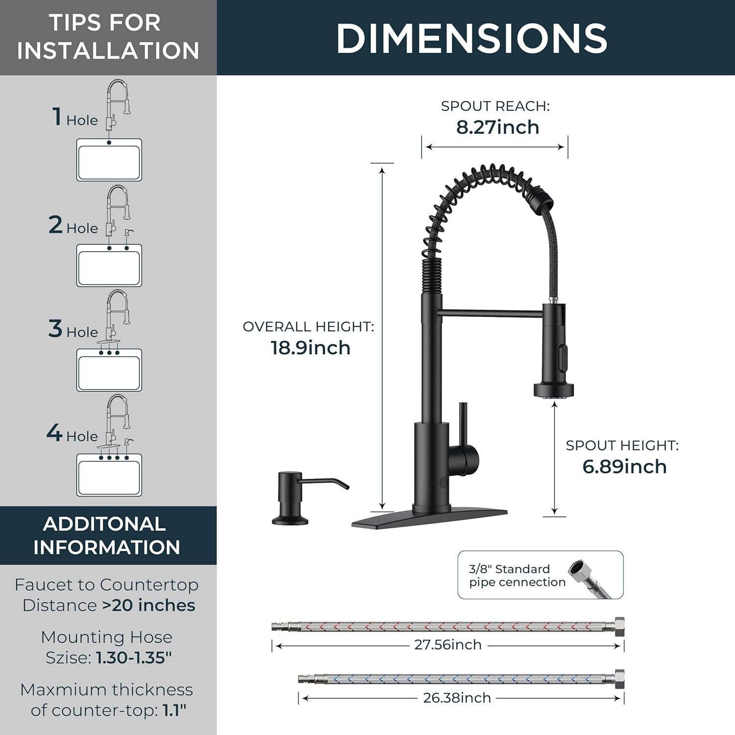 Black Touchless Kitchen Faucet with Soap Dispenser, Motion Sensor Activated Smart Sink Faucet with Pull down Sprayer Single Handle Hands Free Contemporary for Bar & Prep Sinks, Camper RV