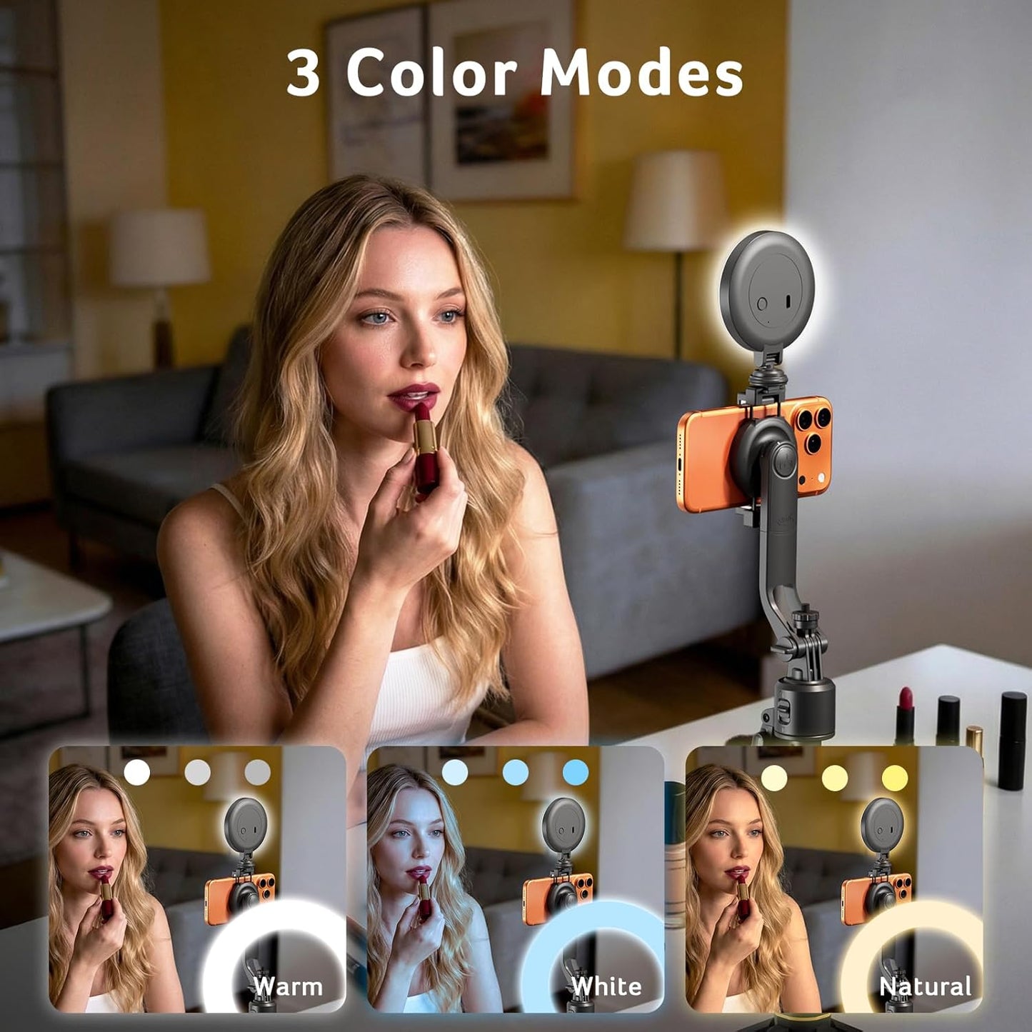 Gadget Auto Face Tracking Tripod for Iphone – Magnetic Phone Mount Gesture Control Detachable Mini Ring Light 64" 360 Degree AI Tracking Phone Tripod for Vlogging Youtube Tiktok Video Recording