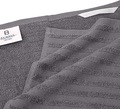 Premium Kitchen Towels (20”X 28”, 6 Pack) | Large Cotton Dish Towels | Flat & Terry Highly Absorbent Kitchen Linen Set with Hanging Loop | Gray