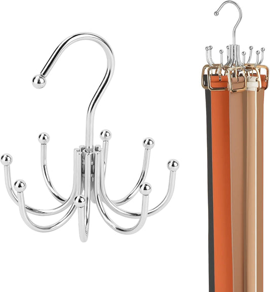 Belt Hanger, Belt Organizer for Closet, Keeping Belts Visible and in Good Condition, Hanging Tie Rack Holder, Closet Organizers and Storage, Silver