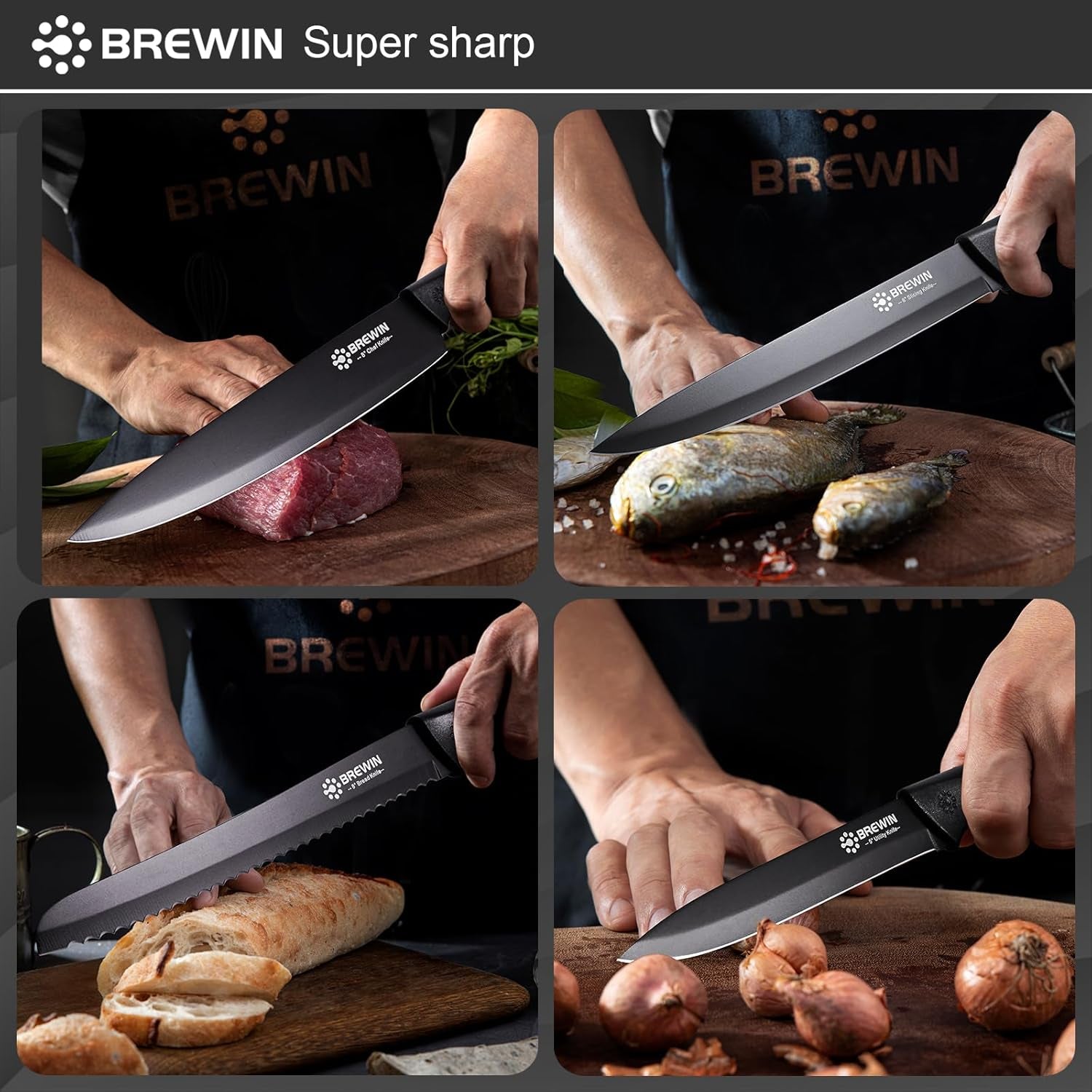 Knife Set,  Kitchen Knife Set, Knives Set for Kitchen, Universal Knife Block, Utility Knife Block Set, New Home Essentials, Apartment Essentials, Dishwasher Safe