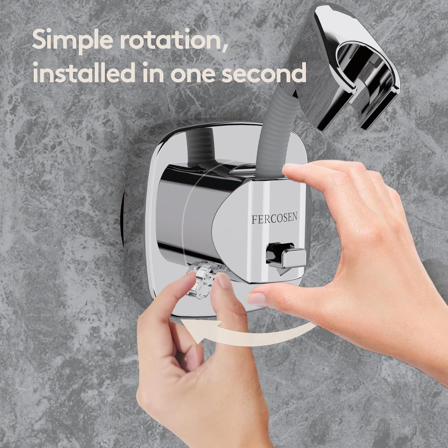 360° Swivel Shower Head Holder with Suction Cup | 10Kg Load Capacity, Tool-Free Installation in Seconds | Removable and Rust-Resistant Shower Bracket with Storage Hook (Silver)