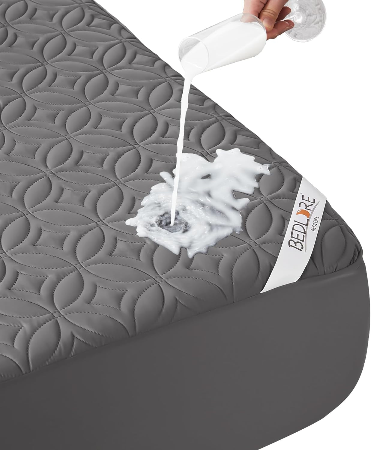 Waterproof Mattress Protector, King Size Mattress Pad with Deep Pocket 6"-18" Depth, Soft Noiseless Dirt-Proof Bed Mattress Cover Washable for Home, Bedroom, Hotel (Gray)