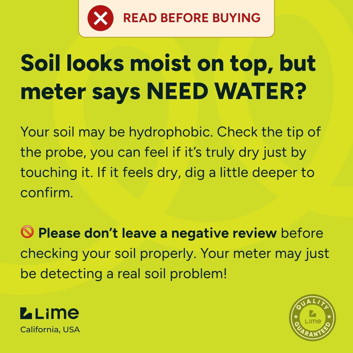 GROWIT Plant Moisture Meter - Accurately Tells You When to Water Your Plants - 26Cm, No Battery Needed
