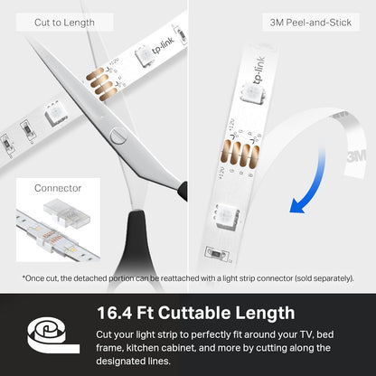 LED Light Strip, 16.4Ft Wifi LED Strip Works with Alexa, Google Home, Smartthings, High Brightness with 16 Million Colors, RGB, Grouping, Adjustable Length, up to 25,000 Hours (KL400L5)
