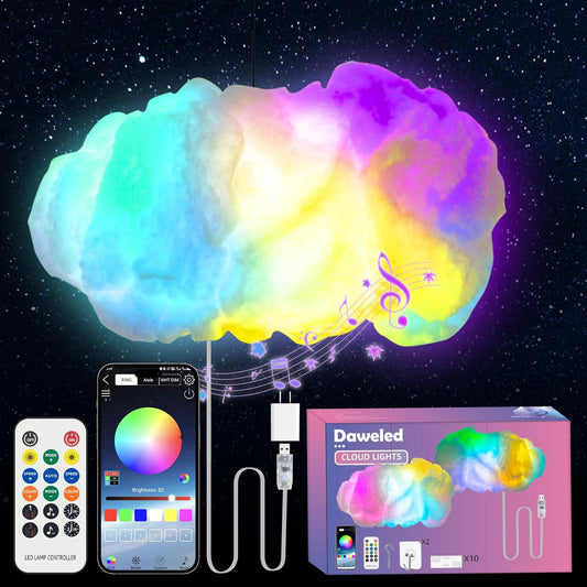 Cloud LED Lights for Bedroom - DIY Aesthetic Mood Light, Music Sync App Control Wall Light, 3D Ceiling Lamp Color Changing Lights, Cool Stuff for Kids Room Decor, Cool Lights for Room Decorations