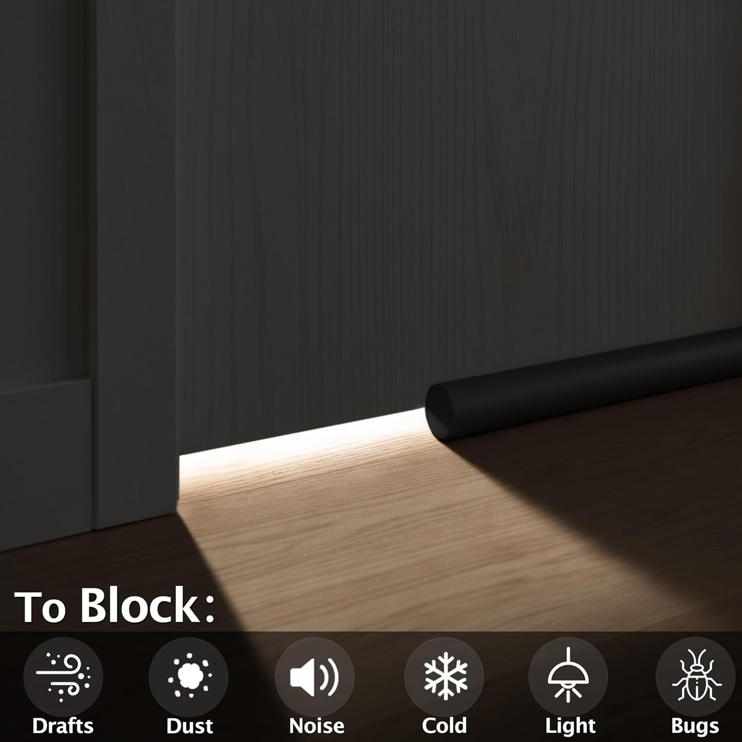 Large Door Draft Stopper for Bottom of Doors 36” under Door Sweep Noise Blocker Black Gap Stoppers Adjustable Doors Seal Sweep Guard Draft, Window Breeze Stoppers, Home Essentials Gadgets