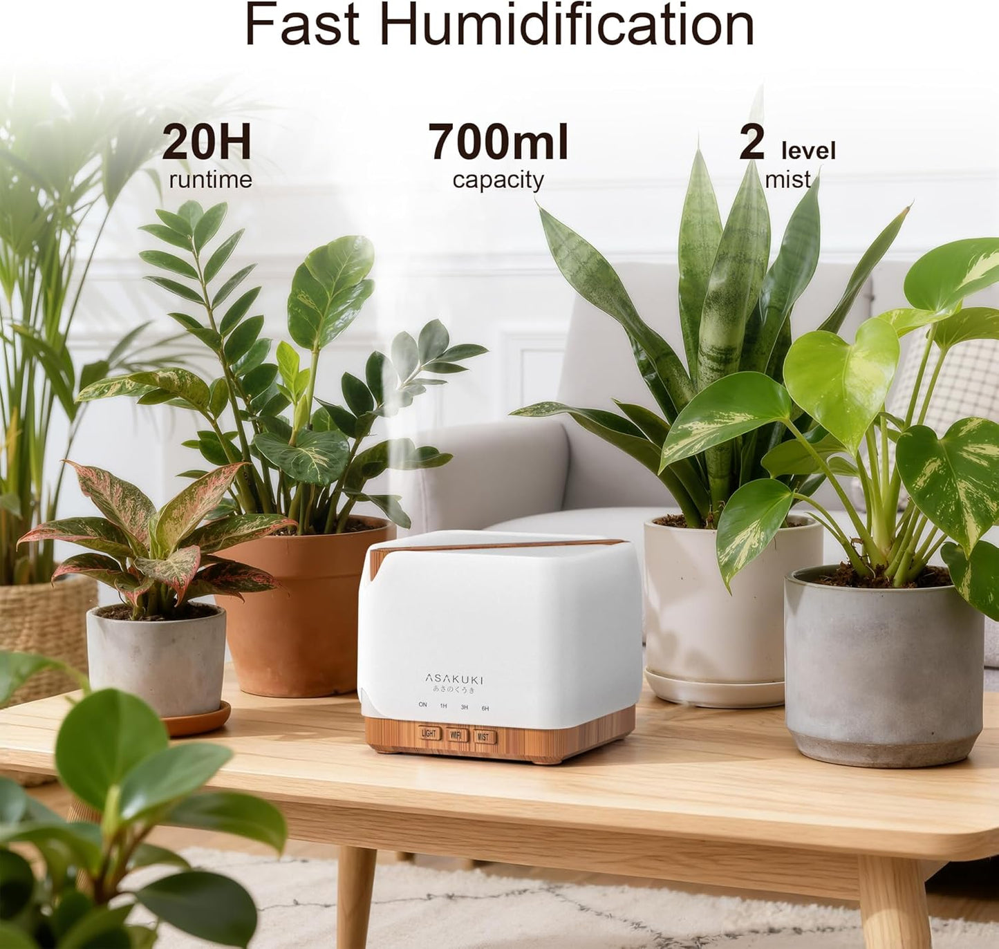 Essential Oil Diffuser for Home, Smart Wifi 700 Ml Humidifier, Easy Connect with Alexa and Google Home, Phone App & Voice Control, Customized Schedule Timers and LED Light - Yellow