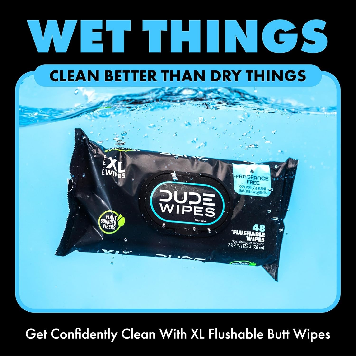 Wipes Unscented Flushable Wipes - Extra-Large Adult Wet Wipes for Sensitive Skin - 6 Pack (288 Count) - Infused with Vitamin E and Aloe - Septic and Sewer Safe