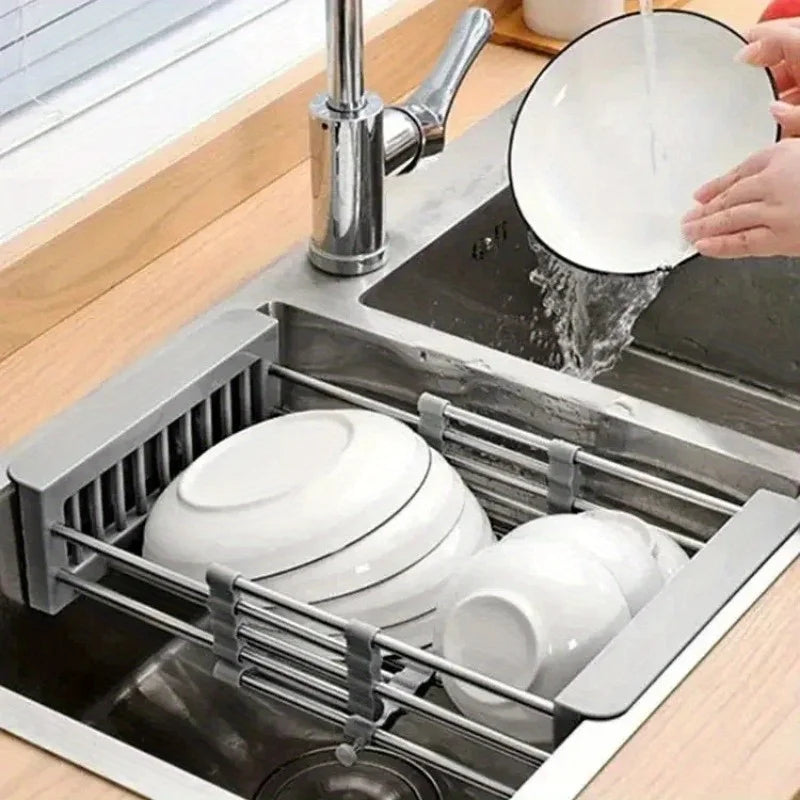 Retractable Drain Basket for Kitchen Sink Storage Basket for Washing Fruits and Vegetables Multifunctional Drain Rack