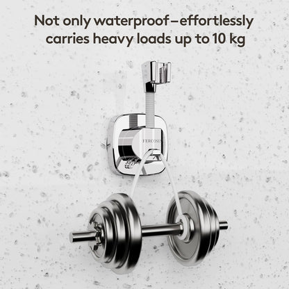 360° Swivel Shower Head Holder with Suction Cup | 10Kg Load Capacity, Tool-Free Installation in Seconds | Removable and Rust-Resistant Shower Bracket with Storage Hook (Silver)