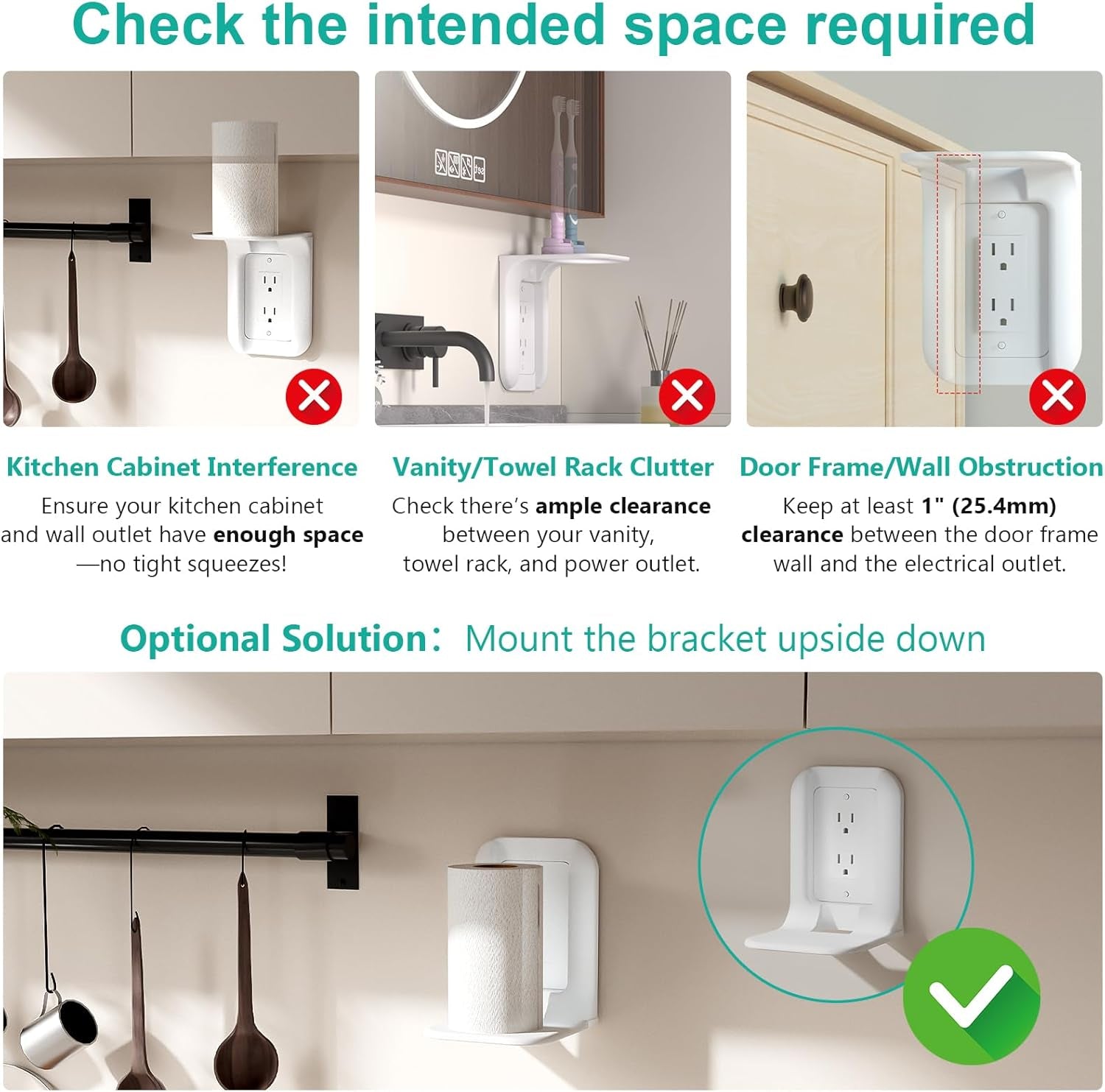 Outlet Shelf Wall Holder, Bathroom Shelf up to 10Lbs Standard Vertical Duplex Wall Organizer for Smart Home Decor Space Saving Power Tools, Toothbrush (OLS001-W), 1 Pack, White