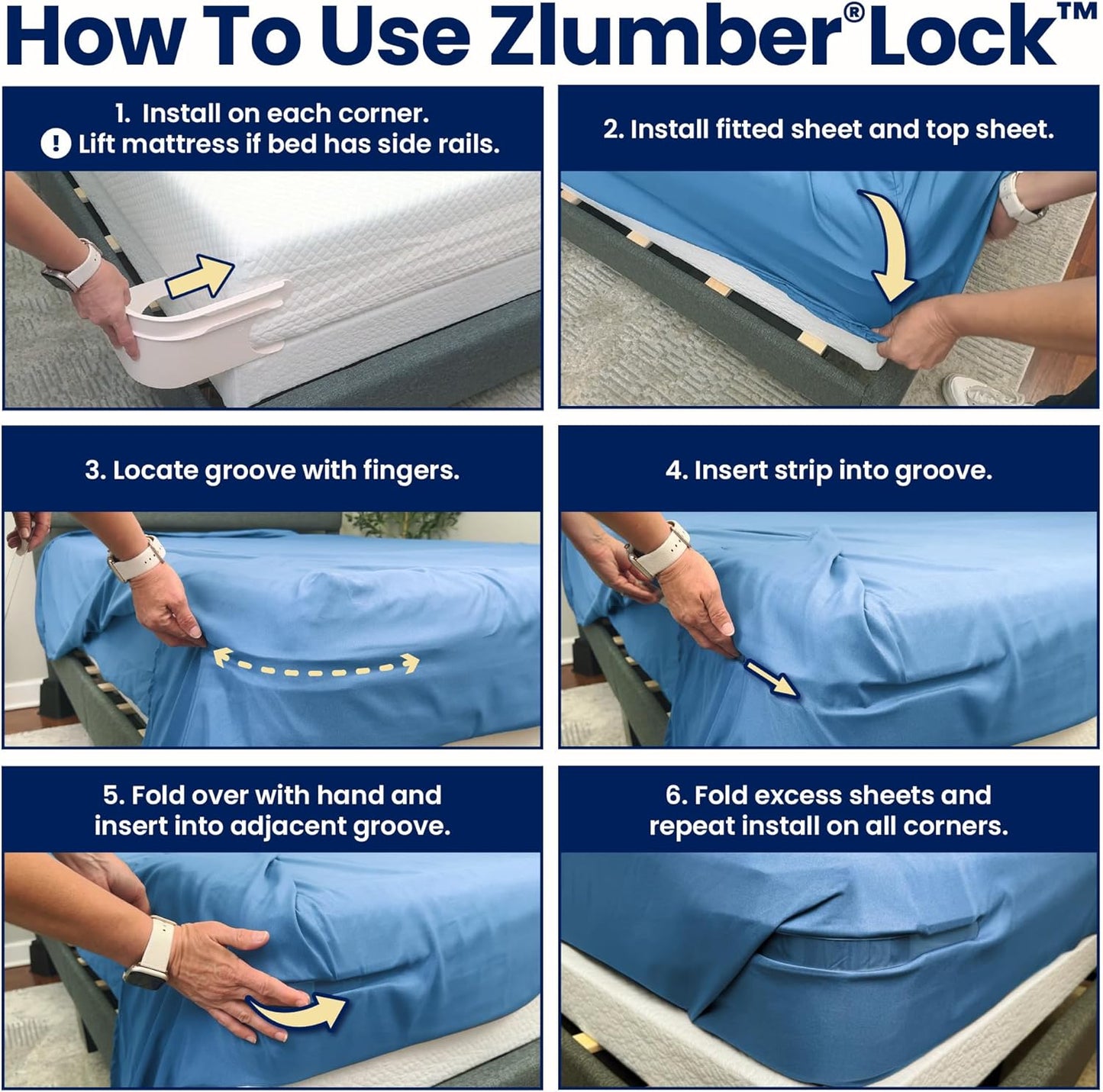 The Original USA Patented lock – Secure Sheet Holder with Heavy-Duty Mattress Straps – No More Loose Bedding, Universal Fit, Easy One-Time Installation