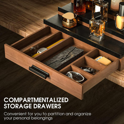 Cologne Organizer for Men 3 Tier of Elevated Cologne Display Shelf with Drawer Storage Perfume Organization and Storage Display Risers,Great Gift for Man(Walnut Black)