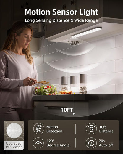 6-Pack under Cabinet Lighting with Charging Station, 2000Mah Rechargeable Wireless Motion Sensor Lights, 3 Color Temps, Dimmable, Timer, Magnetic, with Remote Control for Kitchen, Closet, Stair