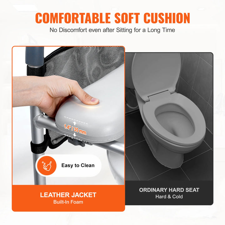 Adjustable Raised Toilet Seat with 7 Height Positions, 19.3" - 25.2" Range, 350 lbs Weight Capacity, and Comfort Padded Aluminum Frame