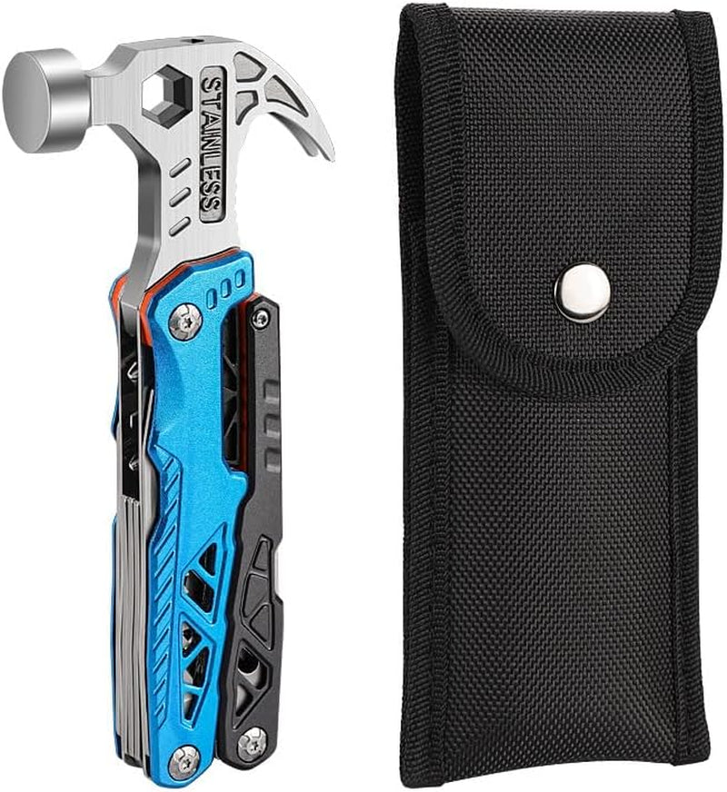 Steel Multifunction Tool, Aluminum Alloy and Stainless Steel Construction, Blue Compact Multi Tool with Folding Design, Portable Utility Gadget for Home, Outdoor, Camping, and Travel Use