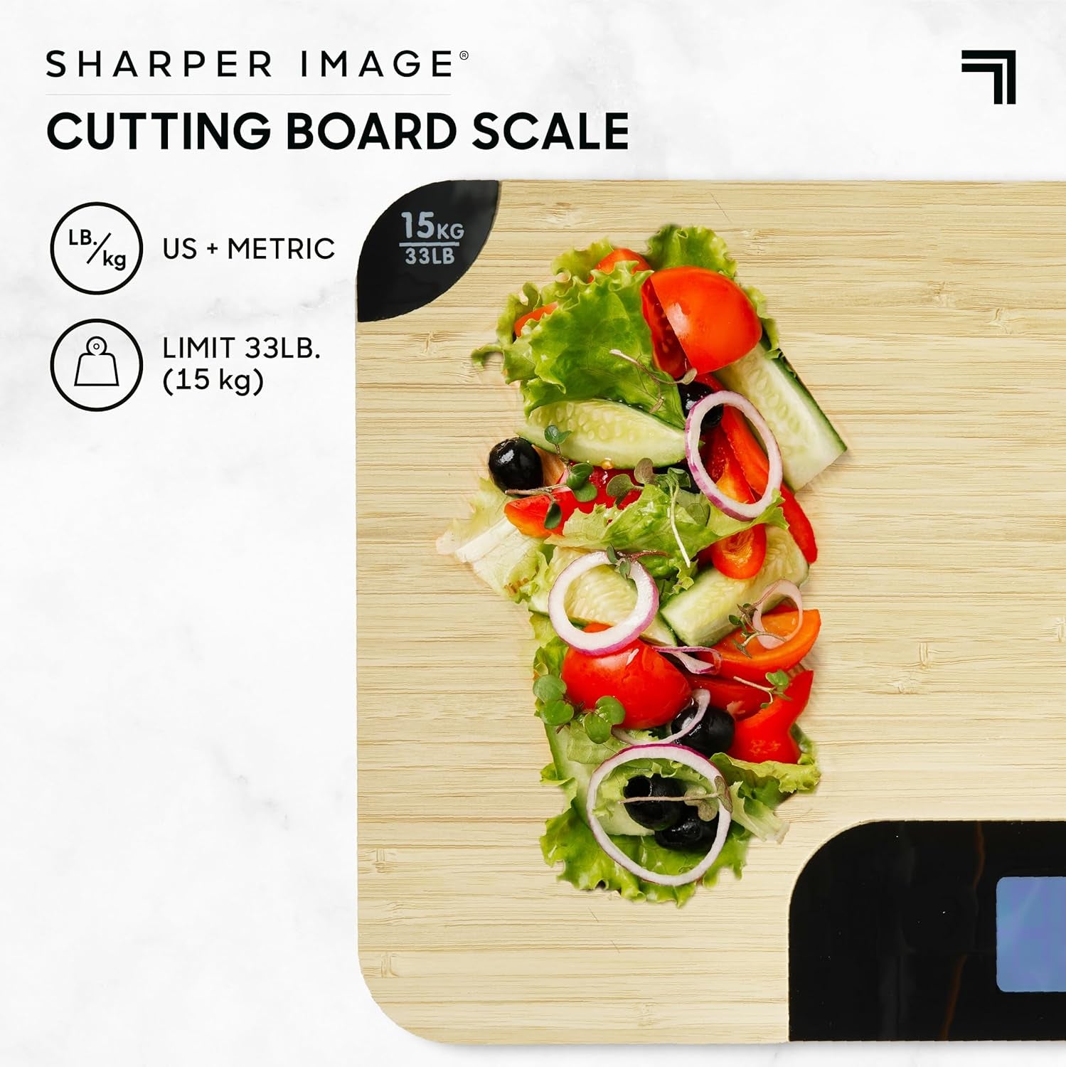 Bamboo Cutting Board & Digital Food Scale, 33 Lb Capacity, Measures Grams & Ounces, Multi-Functional for Food Prep, Baking, Dieting, Portion Control, Kitchen Gadgets Gift