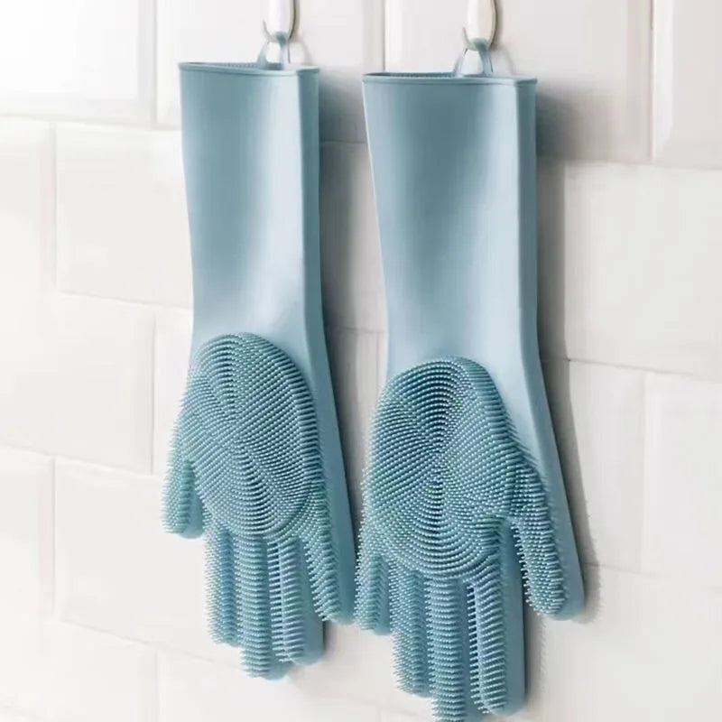 Silicone Dishwashing Gloves, Magic Gloves, Durable, Wear-Resistant, Waterproof Rubber Gloves for Special Use