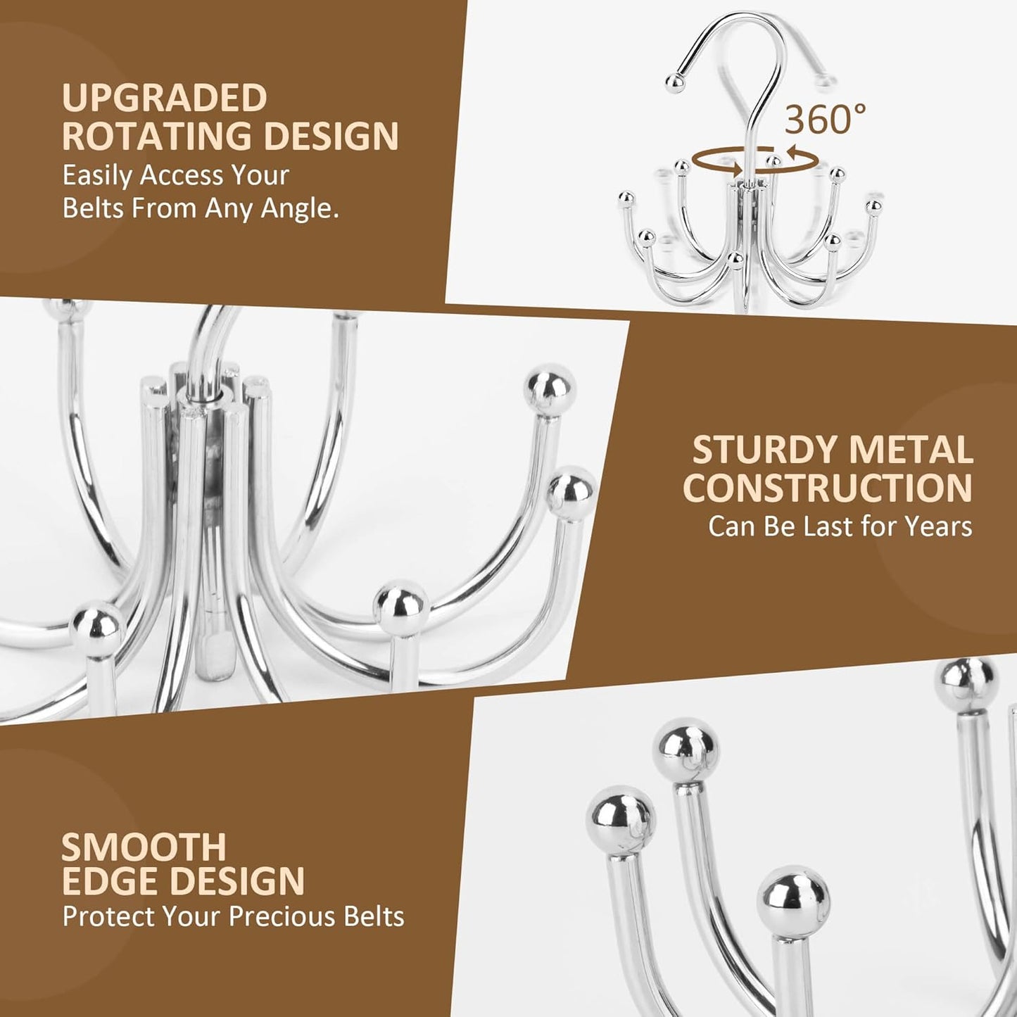 Belt Hanger, Belt Organizer for Closet, Keeping Belts Visible and in Good Condition, Hanging Tie Rack Holder, Closet Organizers and Storage, Silver